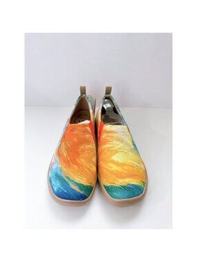 Size 10 Men’s UIN Wave Art Slip On Shoes Canvas Travel Walking Comfort Sneakers